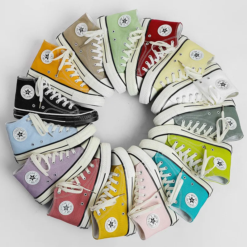 Women Fashion Casual Retro Solid Color Round-Toe High-Top Canvas Sneakers