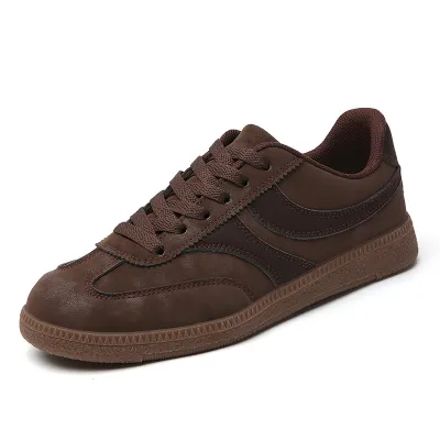 Women'S Fashion Casual Retro Color Contrast Lace-Up Flat Sneakers