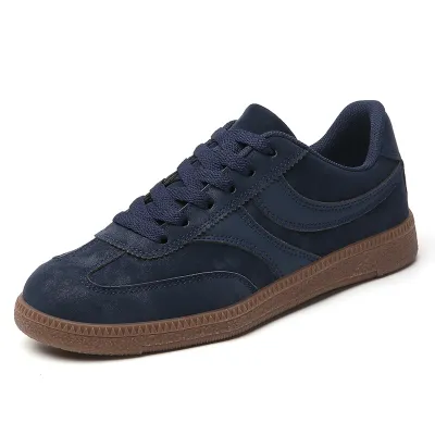 Women'S Fashion Casual Retro Color Contrast Lace-Up Flat Sneakers
