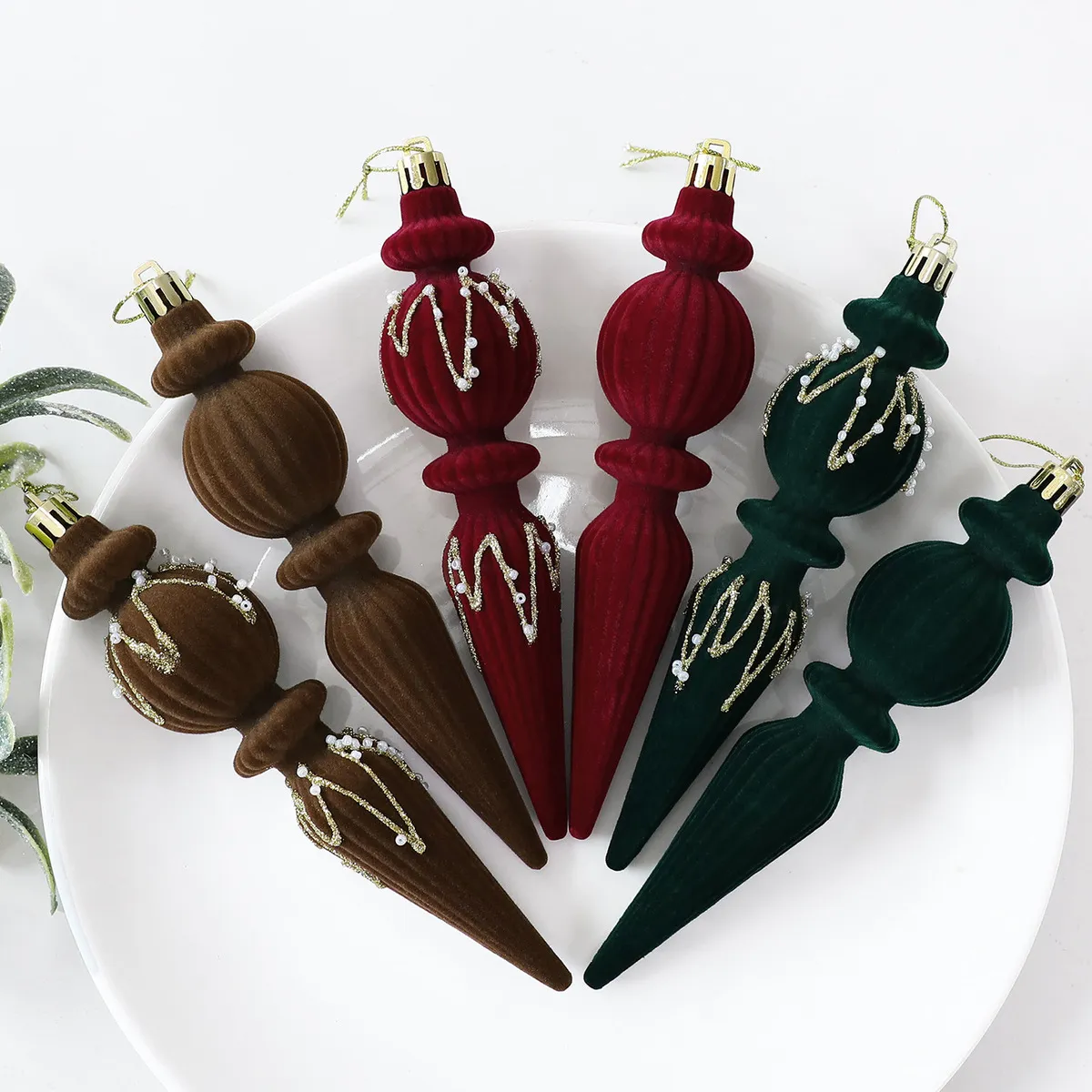 Christmas Fashion Creative Flocking Alien Christmas Tree Decoration Pendant 6pcs/Set