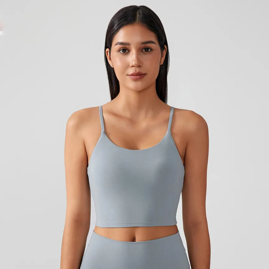 Women Fashion Solid Color Naked Shockproof Push-Up Sports Yoga Bra