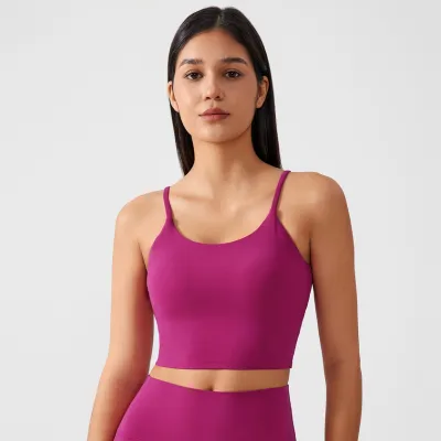 Women Fashion Solid Color Naked Shockproof Push-Up Sports Yoga Bra