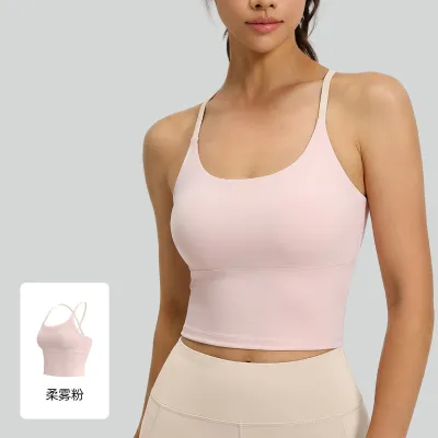 Women Fashion Solid Color Naked High Elastic Shockproof Yoga Sports Bra