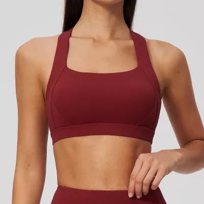 Women Fashion Sexy Simple Solid Color Shock-Absorbing Sports Bra