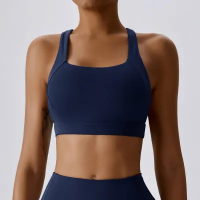 Women Fashion Sexy Simple Solid Color Shock-Absorbing Sports Bra