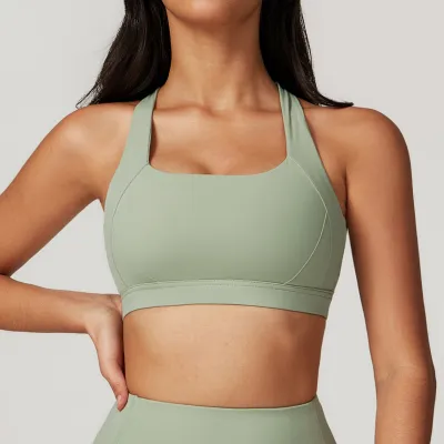 Women Fashion Sexy Simple Solid Color Shock-Absorbing Sports Bra