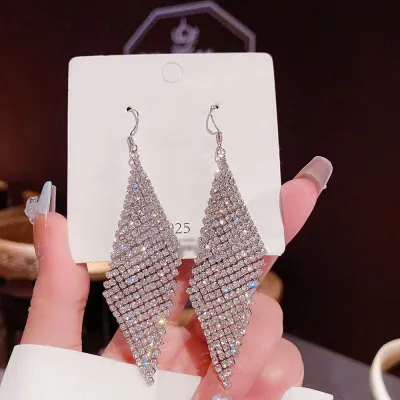 Exaggerated Geometric Rhinestone Alloy Drop Earrings for Women