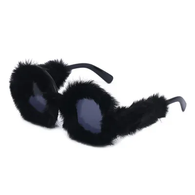 Women Unique Round Frame Plush All Inclusive Sunglasses