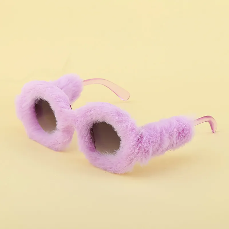 Women Unique Round Frame Plush All Inclusive Sunglasses