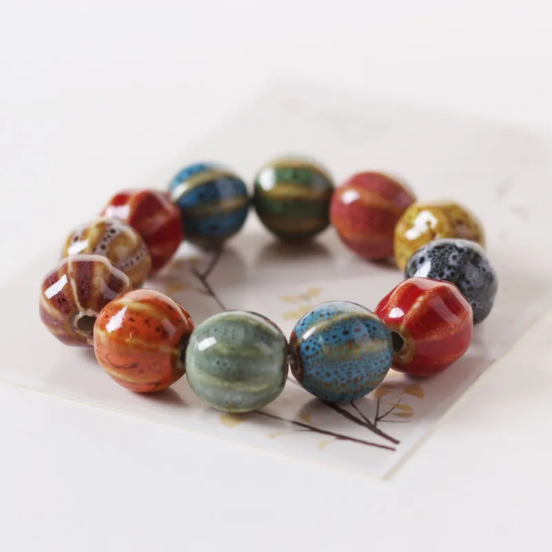 Ethnic Geometric Colorful Beaded Ceramic Bracelet for Women