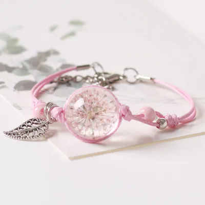 Ethnic Leaf Pendant Beaded Ceramic Geometric Woven Bracelet