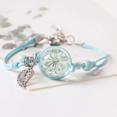 Ethnic Leaf Pendant Beaded Ceramic Geometric Woven Bracelet