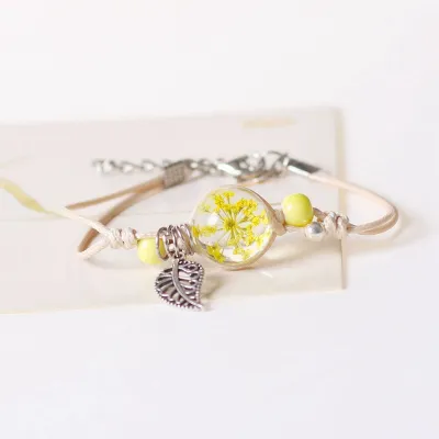 Ethnic Leaf Pendant Beaded Ceramic Geometric Woven Bracelet