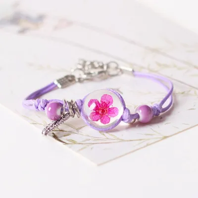 Ethnic Leaf Pendant Beaded Ceramic Geometric Woven Bracelet