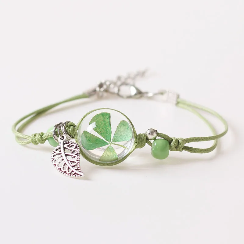 Ethnic Leaf Pendant Beaded Ceramic Geometric Woven Bracelet