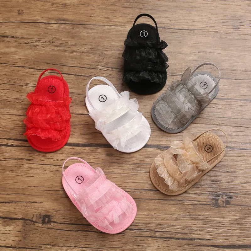 Baby Girls Princess Lace Solid Color Non-slip Sandals