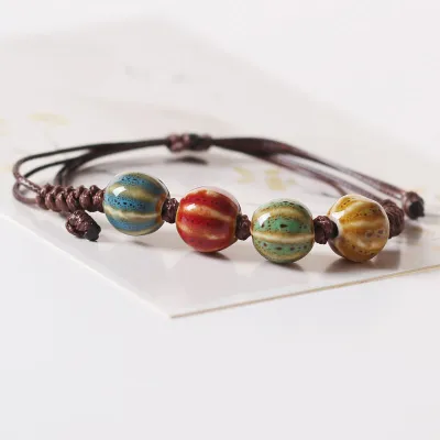 Ethnic Vintage Beaded Ceramic Round Bracelet
