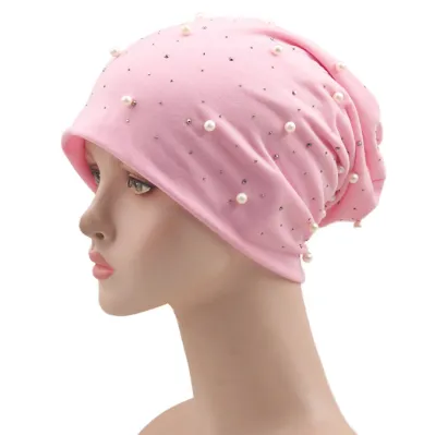Women's Cotton Imitation Pearl Decoration Dome Hat
