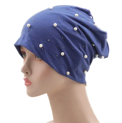 Women's Cotton Imitation Pearl Decoration Dome Hat