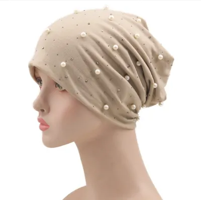 Women's Cotton Imitation Pearl Decoration Dome Hat