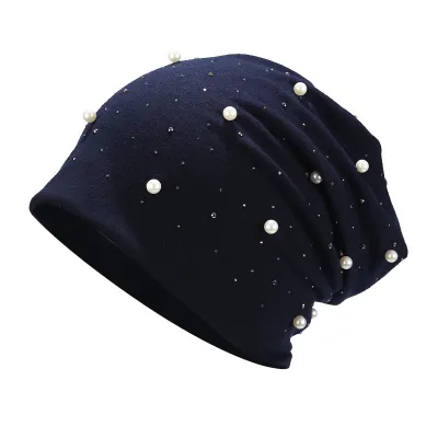 Women's Cotton Imitation Pearl Decoration Dome Hat