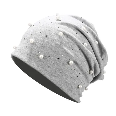 Women's Cotton Imitation Pearl Decoration Dome Hat