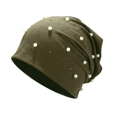 Women's Cotton Imitation Pearl Decoration Dome Hat