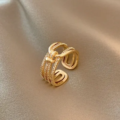 Creative Geometric Shape Zircon Decorative Copper Ring