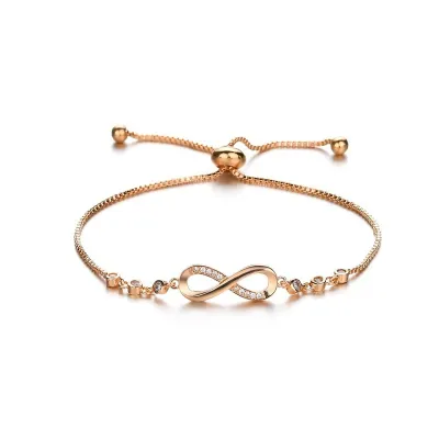 Simple Geometric Number Shape Zircon Decorated Alloy Bracelet for Women
