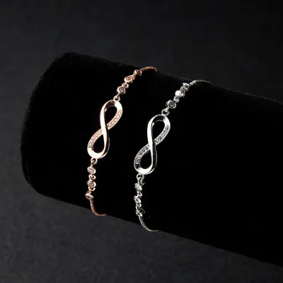 Simple Geometric Number Shape Zircon Decorated Alloy Bracelet for Women