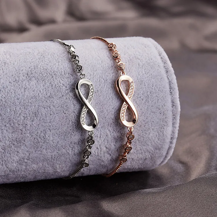 Simple Geometric Number Shape Zircon Decorated Alloy Bracelet for Women