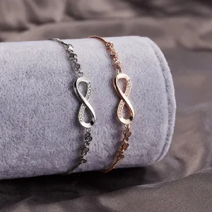 Simple Geometric Number Shape Zircon Decorated Alloy Bracelet for Women