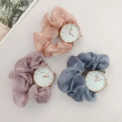 Women Chic Solid Color Ribbon Band Watch