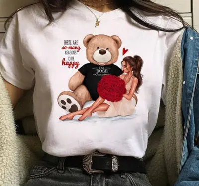Women Casual Basic Graphic Letter Printed Short Sleeve Loose T-Shirt