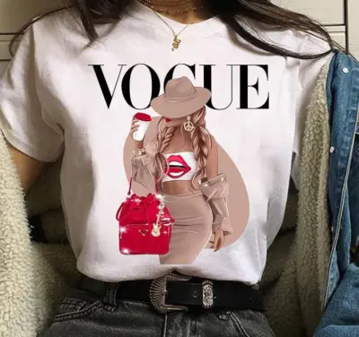 Women Casual Basic Graphic Letter Printed Short Sleeve Loose T-Shirt