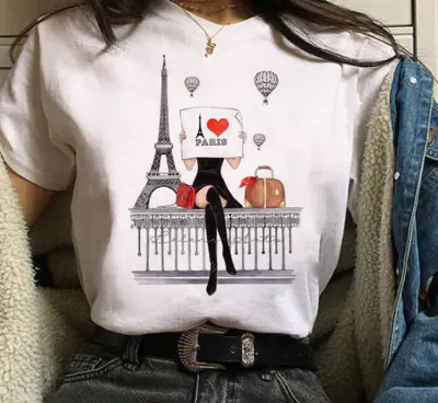 Women Casual Basic Graphic Letter Printed Short Sleeve Loose T-Shirt