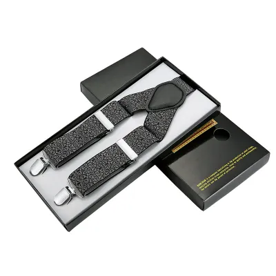 Men Classic Plaid Printed All-match Elastic Trousers Strap Suspenders