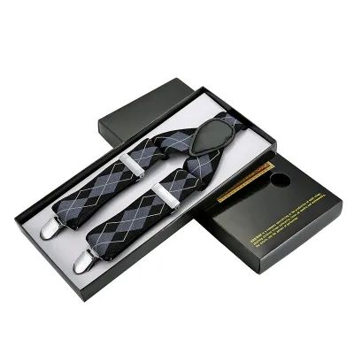 Men Classic Plaid Printed All-match Elastic Trousers Strap Suspenders