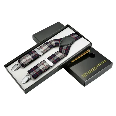 Men Classic Plaid Printed All-match Elastic Trousers Strap Suspenders