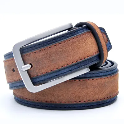 Men Casual Solid Color PU Belt with Rectangle Buckle