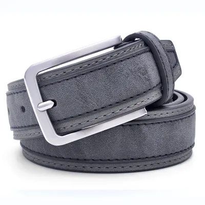 Men Casual Solid Color PU Belt with Rectangle Buckle