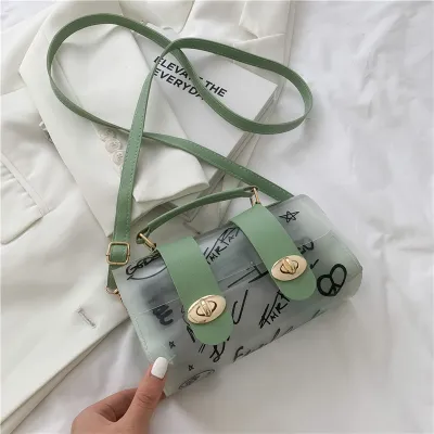 Summer Transparent Clear Jelly Bag Women Simple Casual Graffiti Shoulder Bag