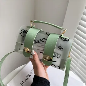 Summer Transparent Clear Jelly Bag Women Simple Casual Graffiti Shoulder Bag