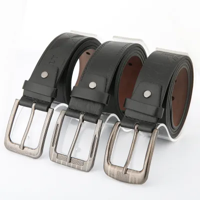 Men Business Embossed Design Solid Color PU Belt