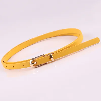 Women Casual Solid Color PU Belt with Alloy Rectangle Buckle