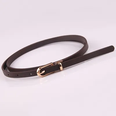 Women Casual Solid Color PU Belt with Alloy Rectangle Buckle