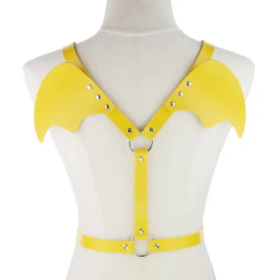 Women Punk Gothic Wings Shaped Solid Color PU Belt