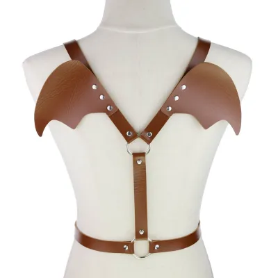 Women Punk Gothic Wings Shaped Solid Color PU Belt