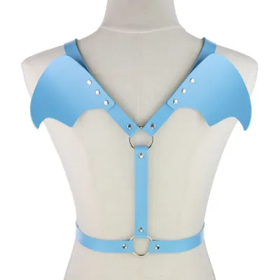 Women Punk Gothic Wings Shaped Solid Color PU Belt