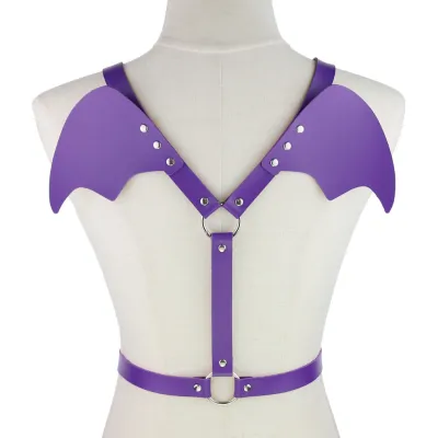 Women Punk Gothic Wings Shaped Solid Color PU Belt